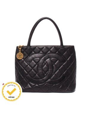 Chanel Tote Gold Caviar Leather Medallion